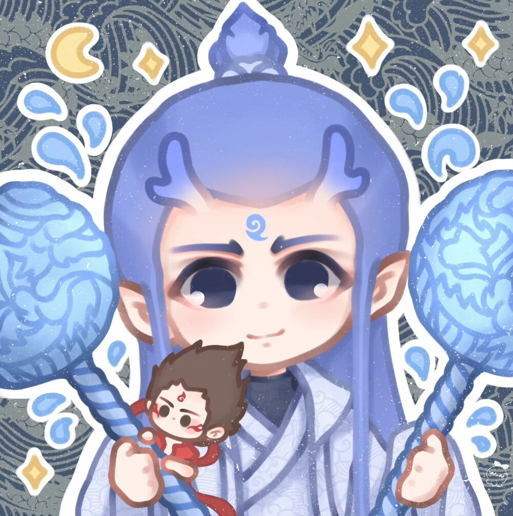 哪吒头像，图源水印，魔童闹海