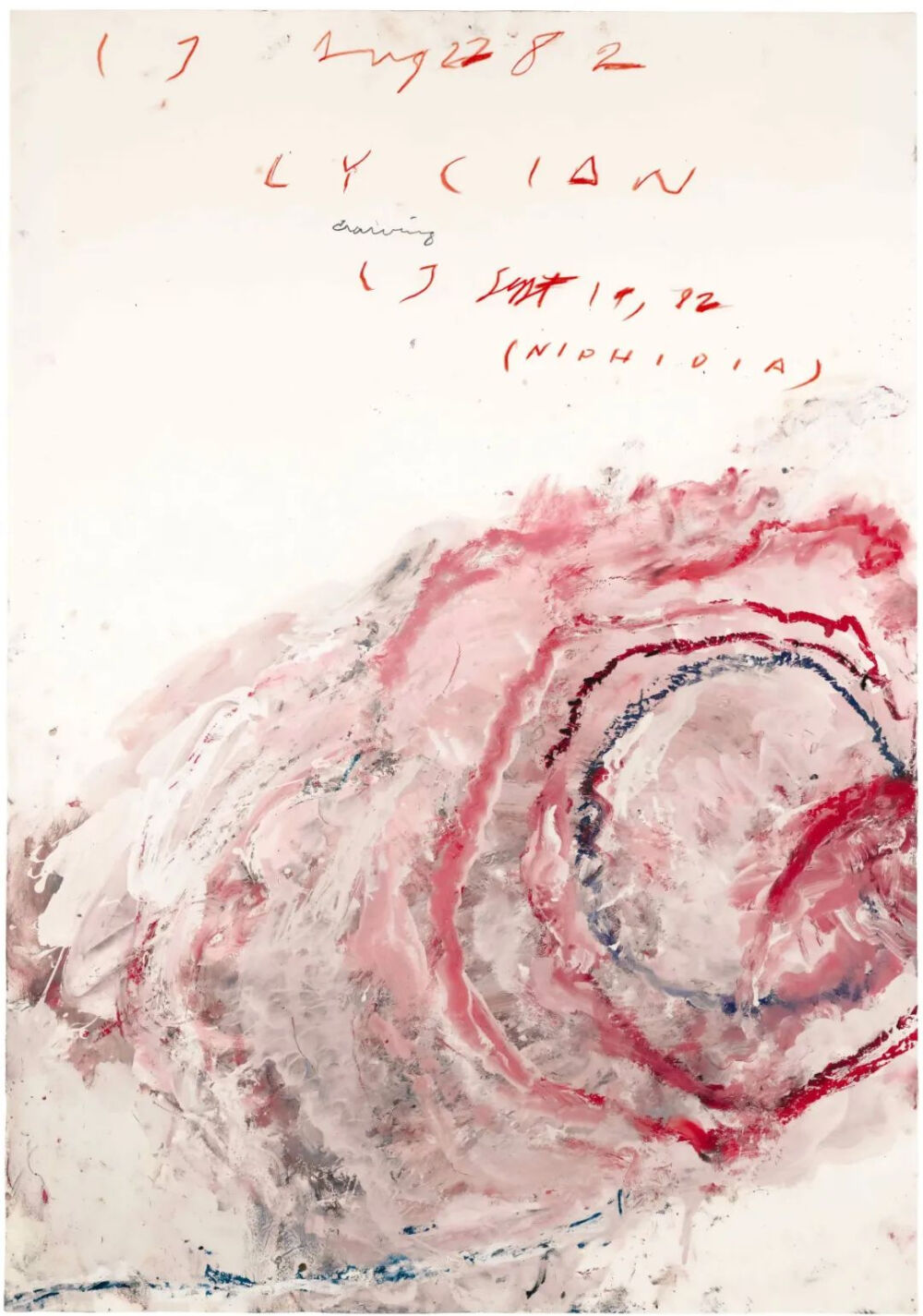 Lycian drawing,August 22–September19,1982,
Oil paint,wax crayon,pencil,100×70cm
