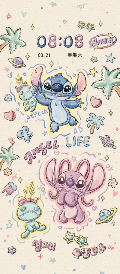 安卓手机主题商店：史迪仔复古水彩
