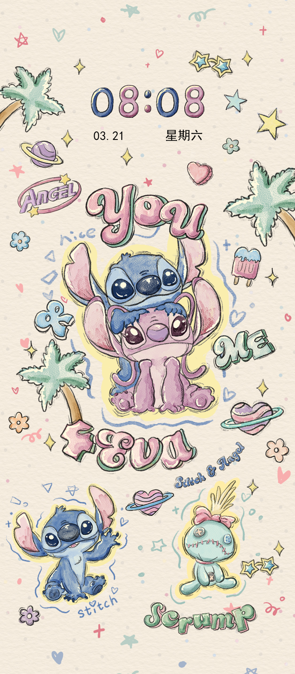 安卓手机主题商店：史迪仔复古水彩
