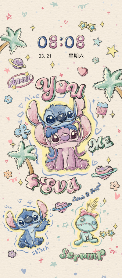 安卓手机主题商店：史迪仔复古水彩
