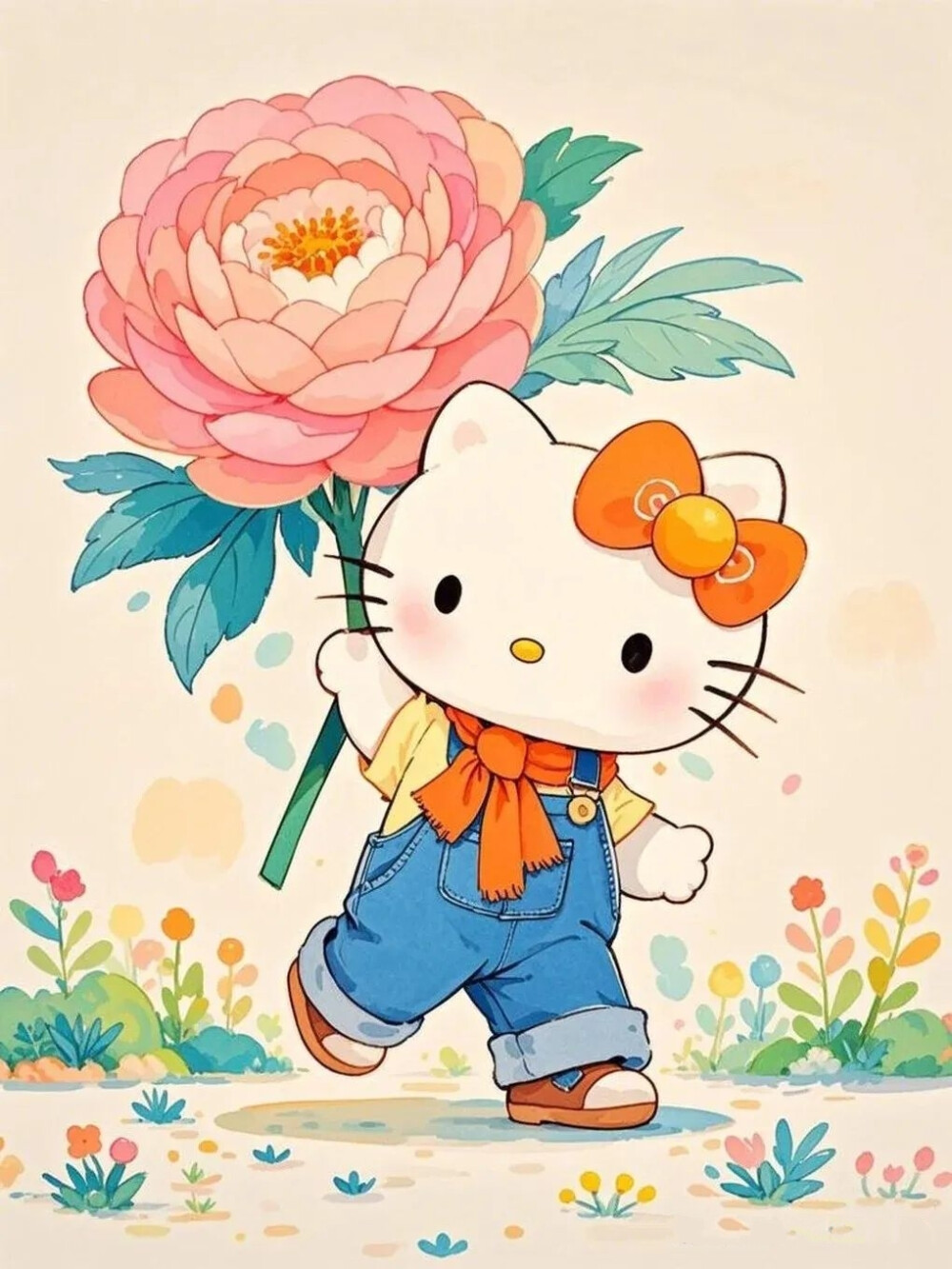 春日的浪漫 ～hellokitty 花店 插画