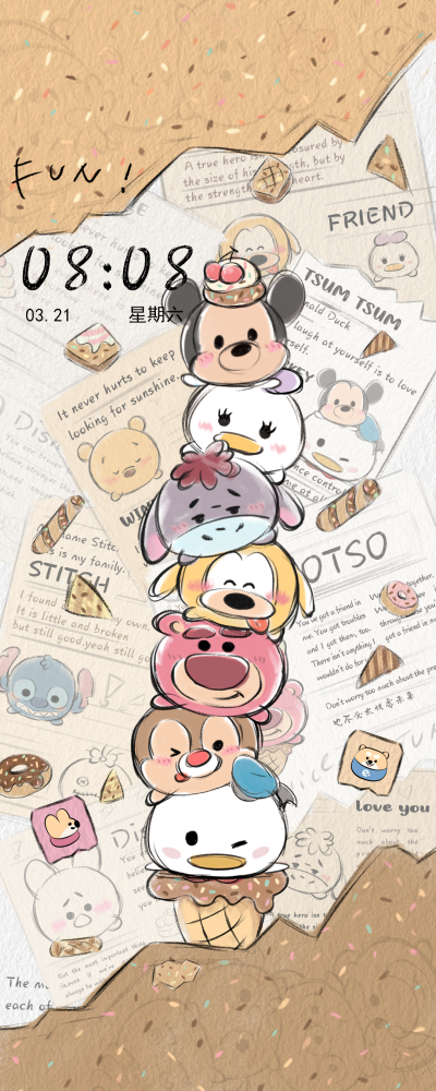 迪士尼巧克力脆筒团子 | 手机主题