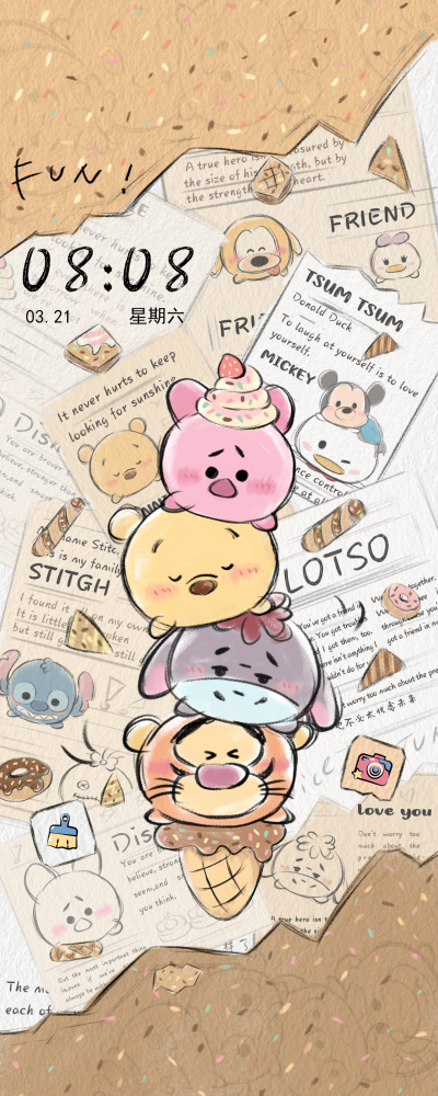 迪士尼巧克力脆筒团子 | 手机主题