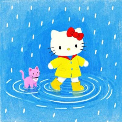 Hello Kitty头像 微信头像 QQ头像 毛毡 公仔 软绵绵 超级可爱 下雨天 雨伞 雨鞋 雨衣 雨后天晴