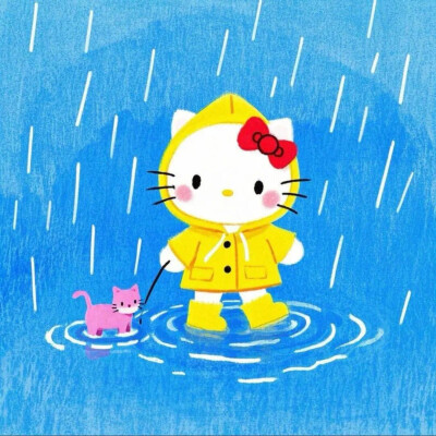 Hello Kitty头像 微信头像 QQ头像 毛毡 公仔 软绵绵 超级可爱 下雨天 雨伞 雨鞋 雨衣 雨后天晴