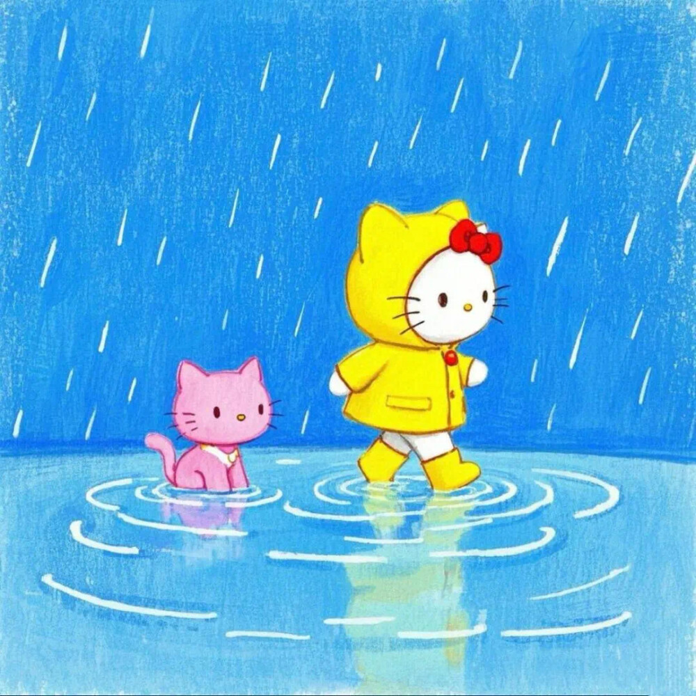 Hello Kitty头像 微信头像 QQ头像 毛毡 公仔 软绵绵 超级可爱 下雨天 雨伞 雨鞋 雨衣 雨后天晴