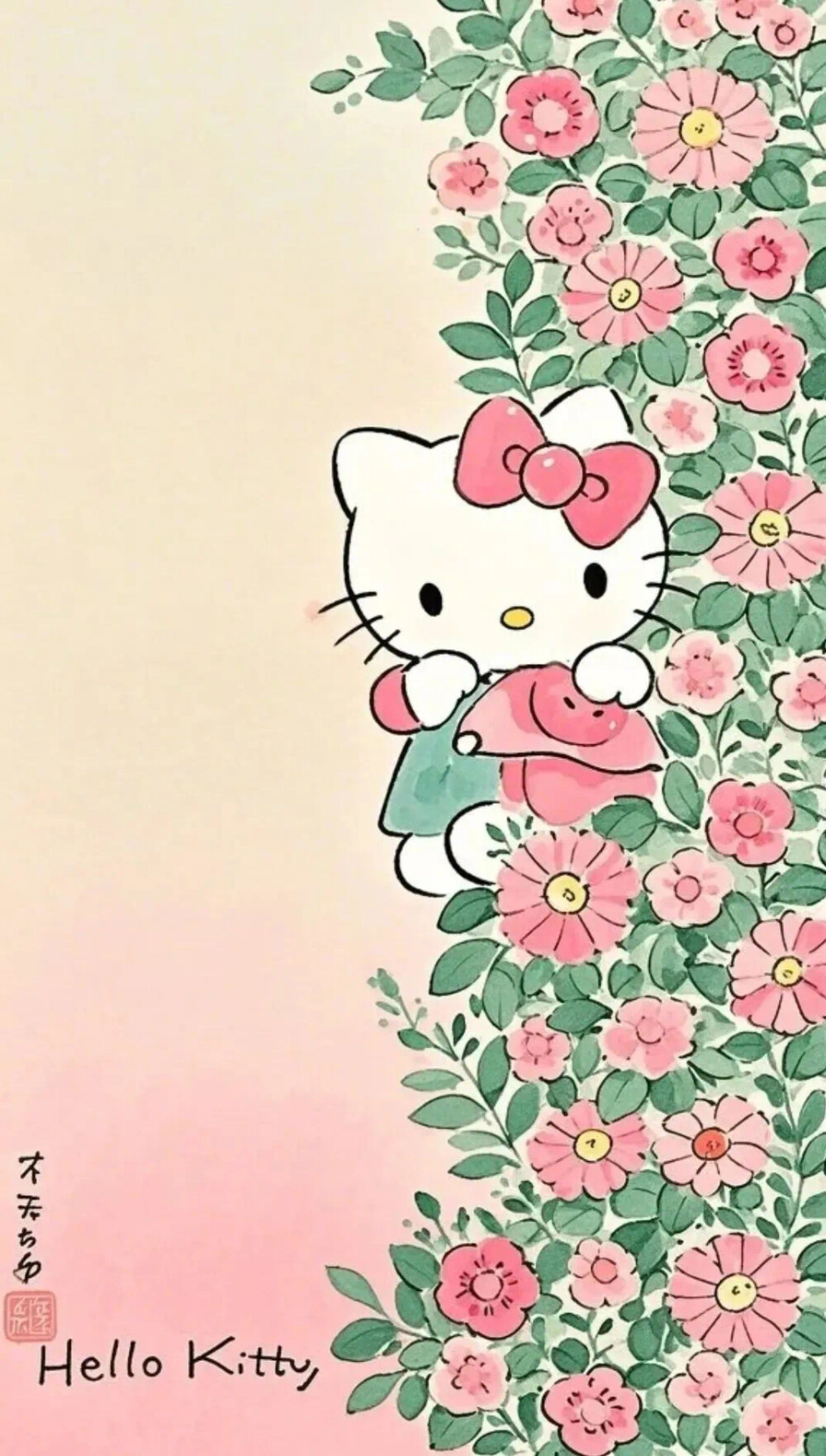 Kitty 手机壁纸 春季 花花 春天 玫瑰 太阳花