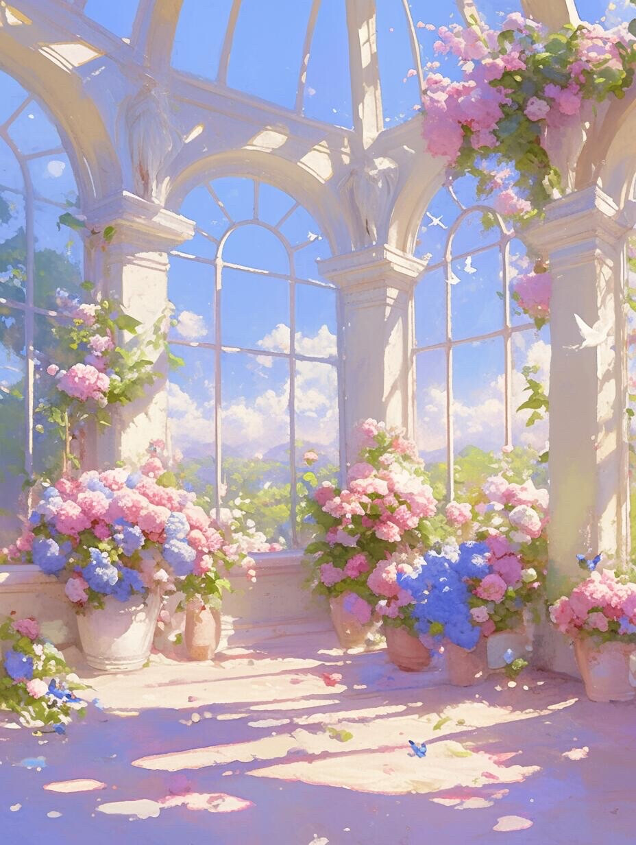 花园场景绘画素材