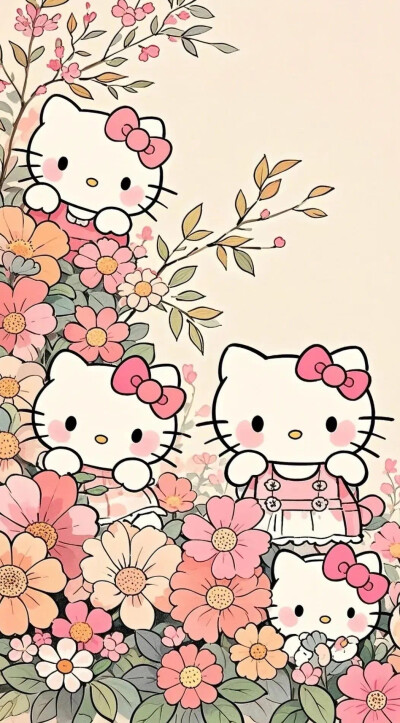 Kitty 手机壁纸 春季 花花 春天 玫瑰 太阳花