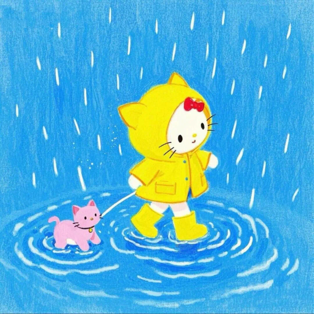 Hello Kitty头像 微信头像 QQ头像 毛毡 公仔 软绵绵 超级可爱 下雨天 雨伞 雨鞋 雨衣 雨后天晴