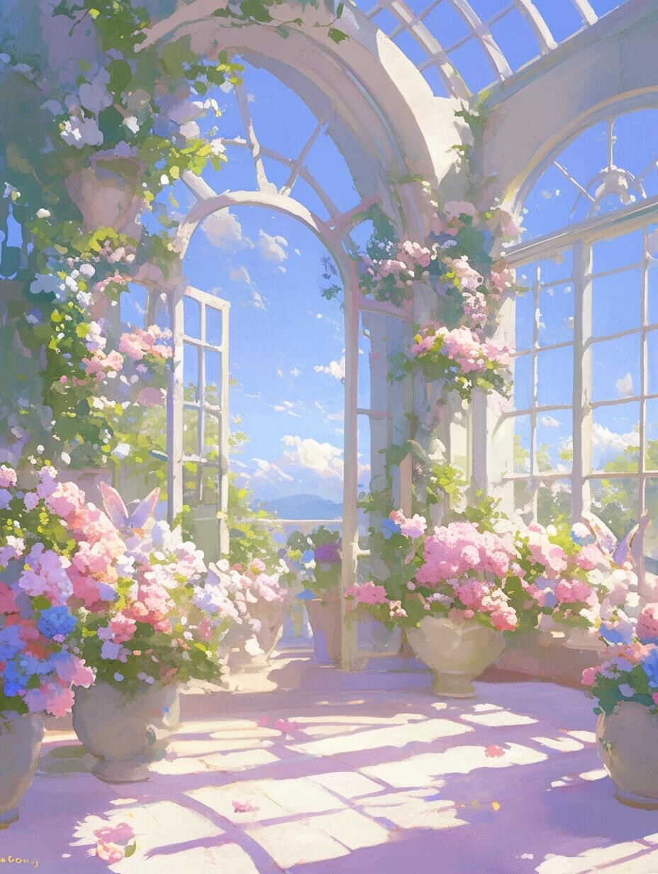 花园 场景 绘画素材