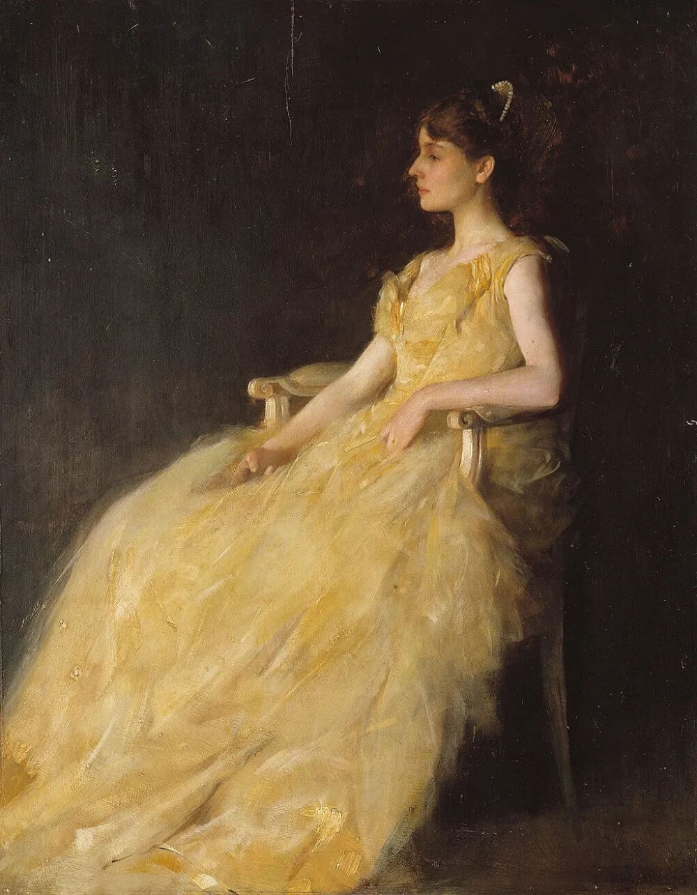 Thomas Wilmer Dewing：黄衣女士，1888年，美国伊莎贝拉·斯图尔特·加德纳博物馆