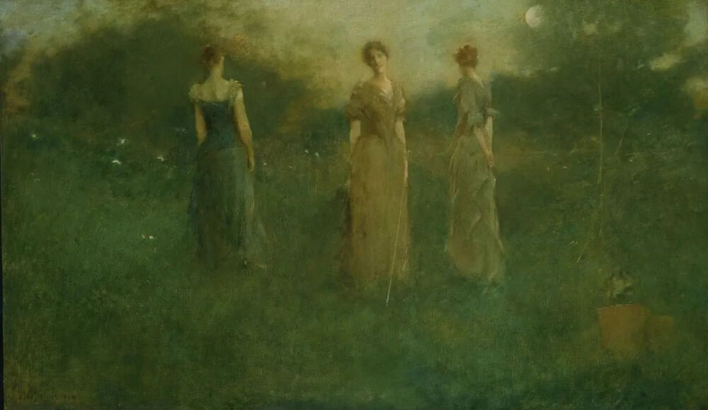 Thomas Wilmer Dewing：在花园里，1892-1894 年