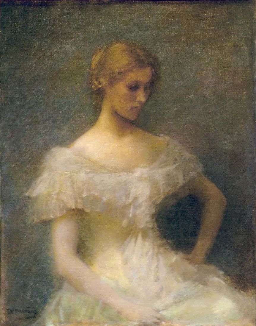 Thomas Wilmer Dewing：坐着的年轻女孩，1896年，史密森尼美国艺术博物馆
