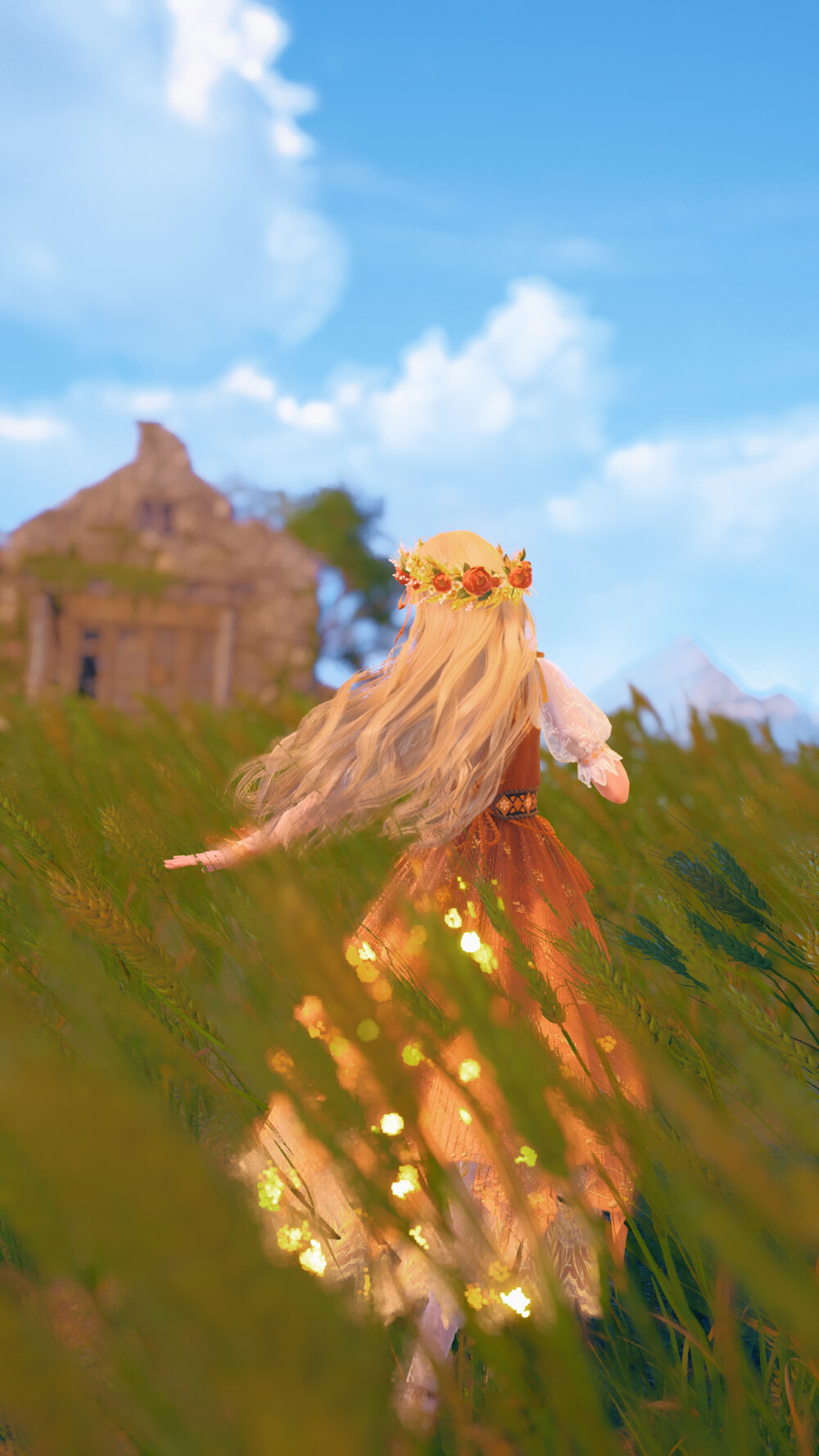 [风吹麦浪] 无限暖暖 苏暖暖 美照
地址：石树田无人区麦浪农场
————参数————
打光：35%左右
滤镜：夏日午后50%
晕影：40%
柔光强度：0%
柔光范围：0
亮度：70%
曝光：0
对比度：50%
饱和度：-0.6
自然饱和度：0.4
高光：-1.0
阴影：1.0