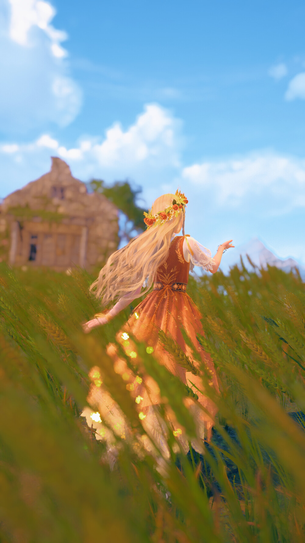 [风吹麦浪] 无限暖暖 苏暖暖 美照
地址：石树田无人区麦浪农场
————参数————
打光：35%左右
滤镜：夏日午后50%
晕影：40%
柔光强度：0%
柔光范围：0
亮度：70%
曝光：0
对比度：50%
饱和度：-0.6
自然饱和度：0.4
高光：-1.0
阴影：1.0