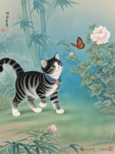 猫咪扑蝶 ～绘画 作者见水印