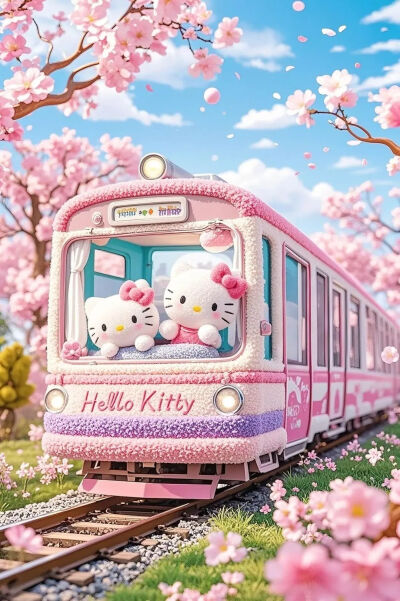 春天的列车 ～hellokitty 壁纸 萌图