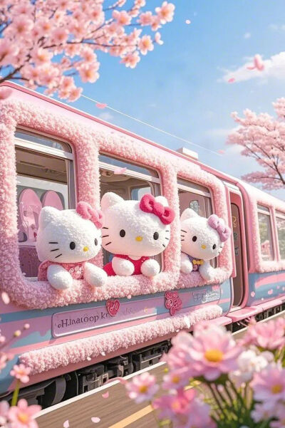 春天的列车 ～hellokitty 壁纸 萌图