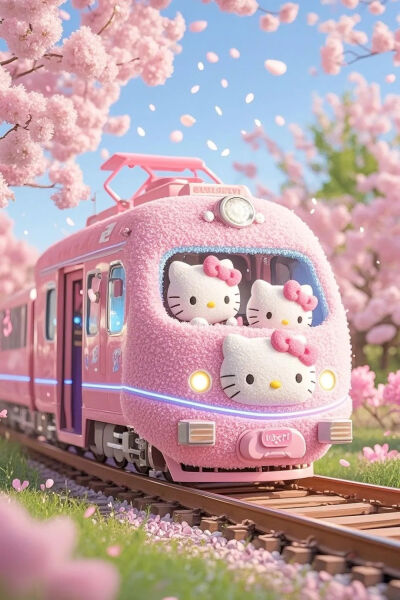 春天的列车 ～hellokitty 壁纸 萌图