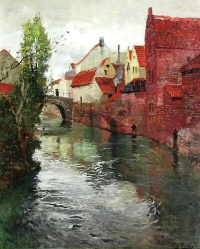 春天，挪威画家Frits Thaulow ​​​