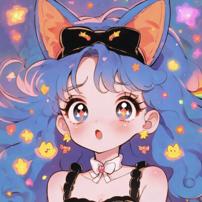 彩虹猫耳少女卡通头