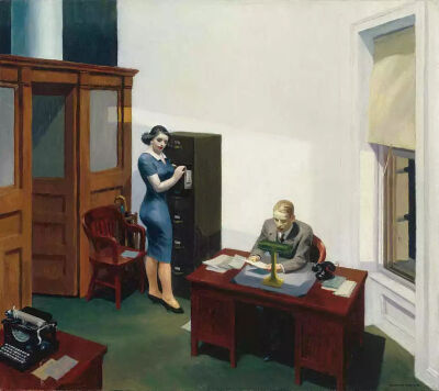 《夜晚的办公室》（Office at night），爱德华·霍珀，1940年。