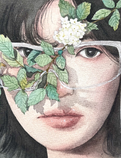 原创人物头像水彩手绘小稿练习