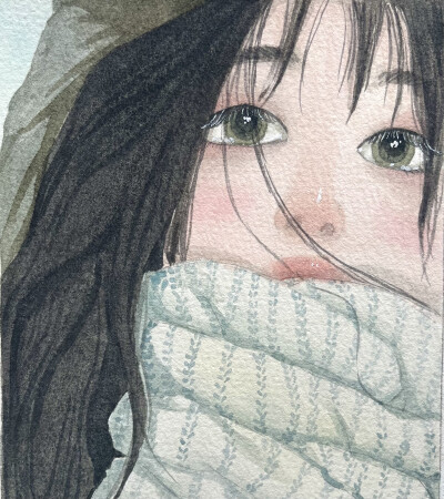 原创人物头像水彩手绘小稿练习