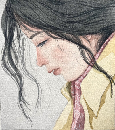 原创人物头像水彩手绘小稿练习