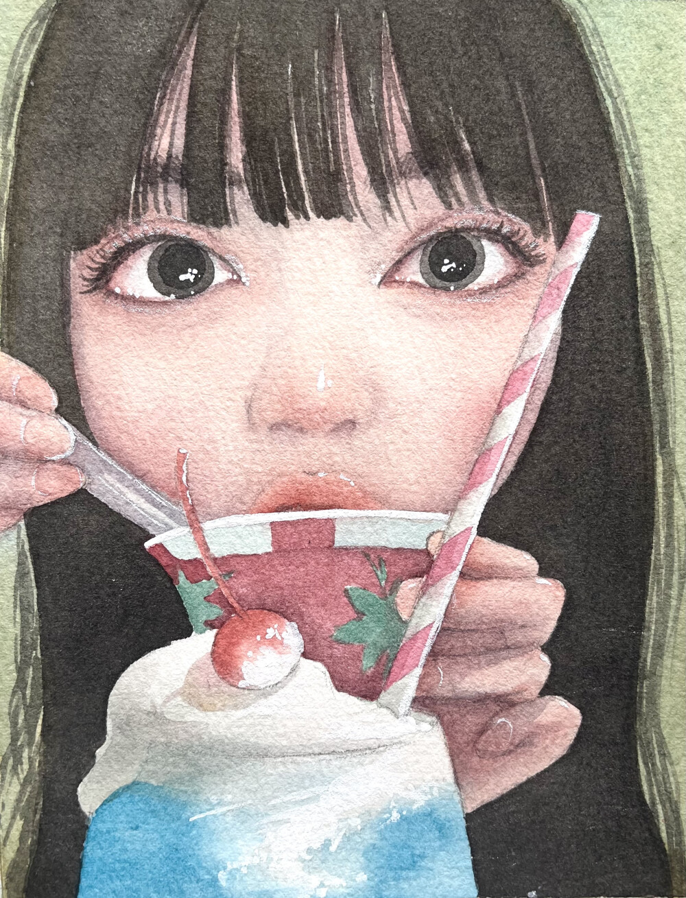 原创人物头像水彩手绘小稿练习