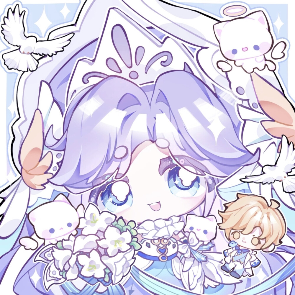 王者荣耀 大乔&小乔 婚纱Q版头像
画师：追逐黄昏