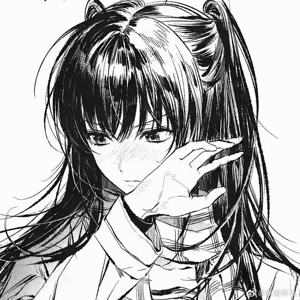 黑白动漫女生头像