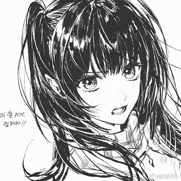 黑白动漫女生头像