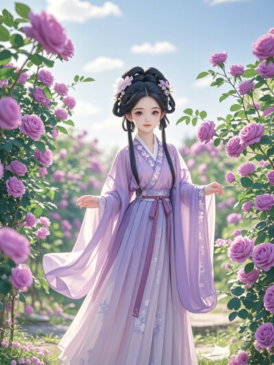 古风小女孩玫瑰