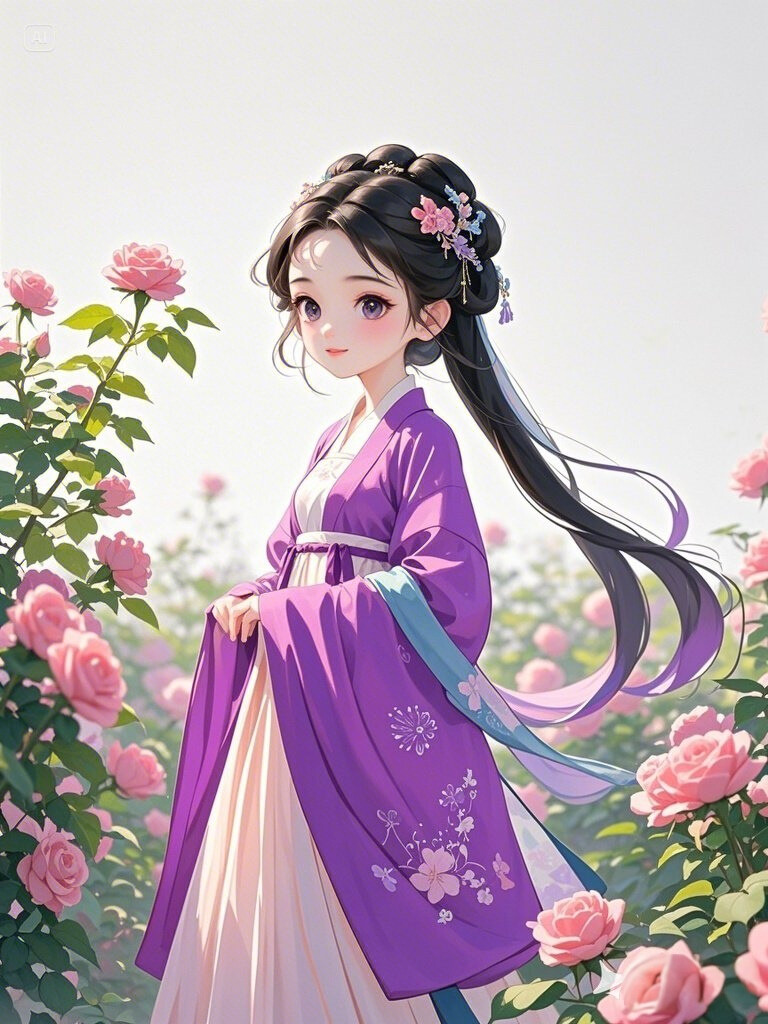 古风小女孩玫瑰