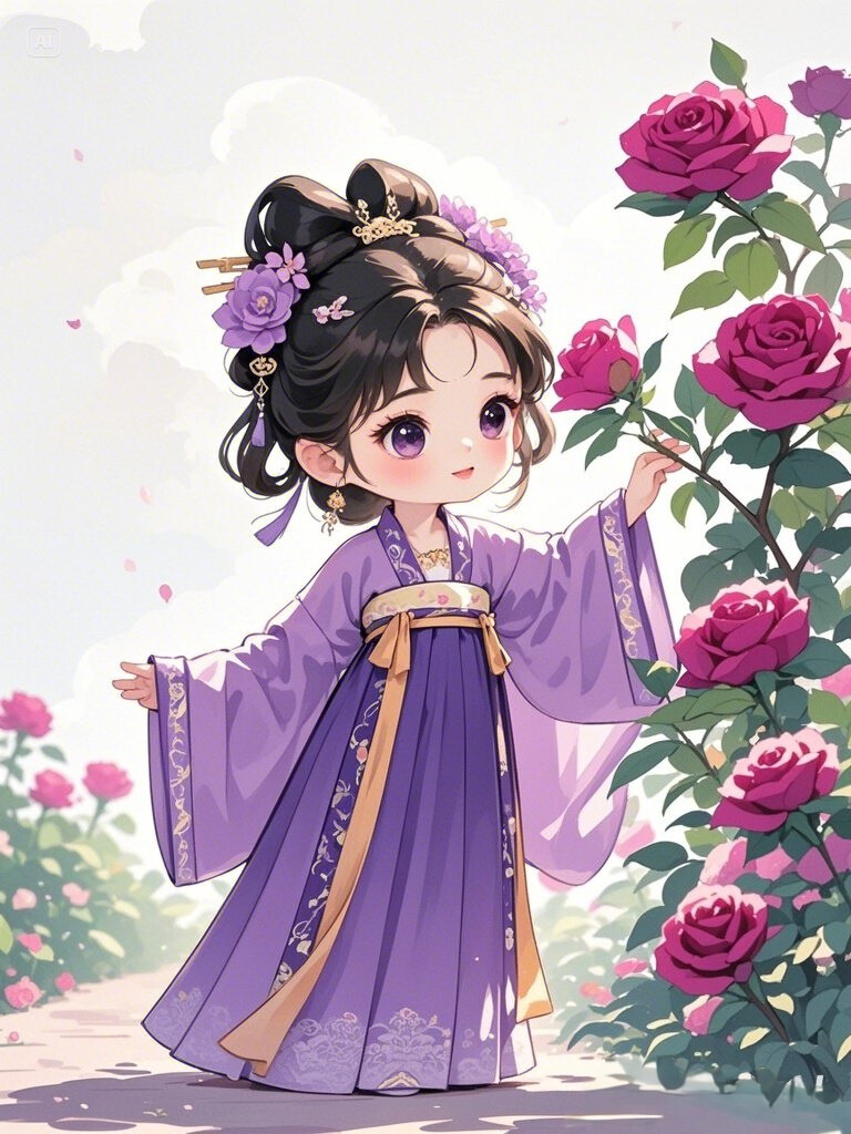 古风小女孩玫瑰