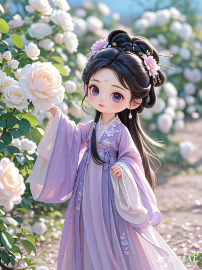 古风小女孩玫瑰