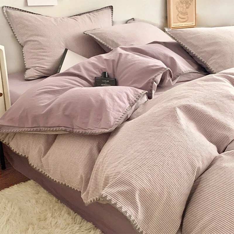 条纹 纯色四件套