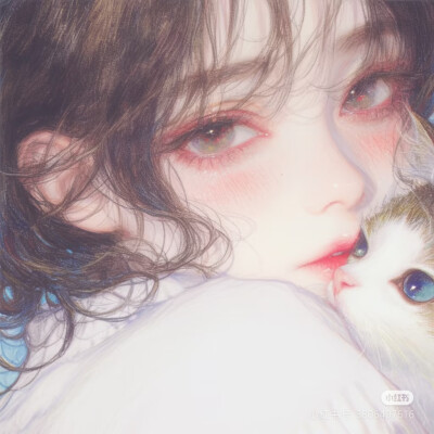 女孩和猫！羊毛卷~