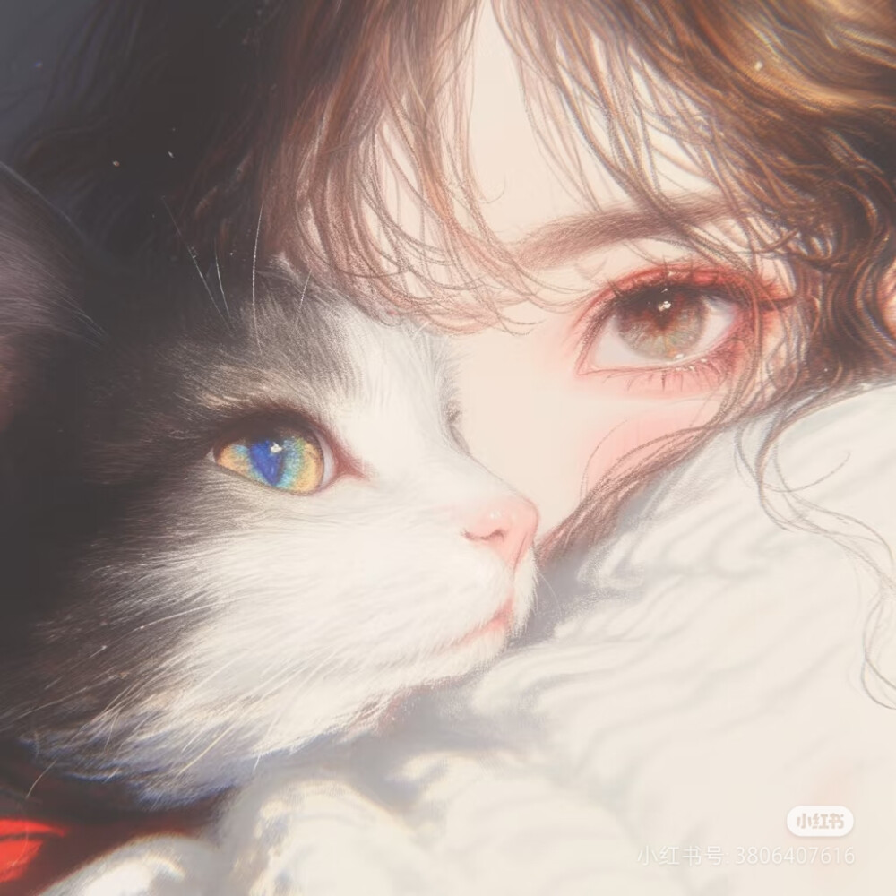 女孩和猫！羊毛卷~