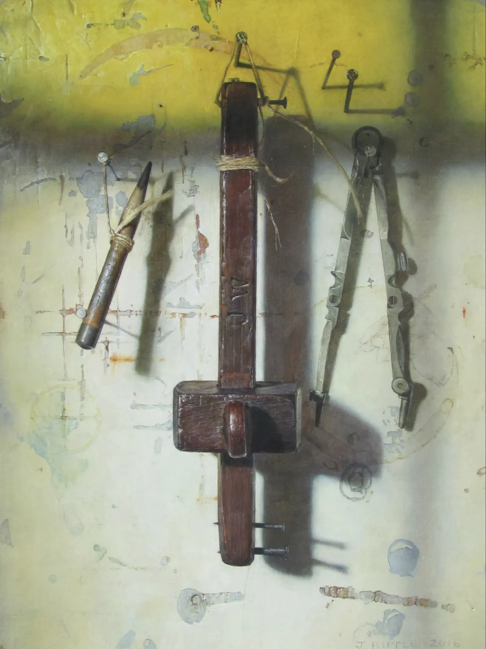 杰弗里·里普尔是一位美国艺术家，主要以静物画闻名。他的作品以细腻的笔触和对光影的独特处理而著称，常表现出强烈的视觉冲击力和和谐的美感。里普尔的绘画风格粗犷中透着细腻，作品中蕴含着一种不可言说的美感。