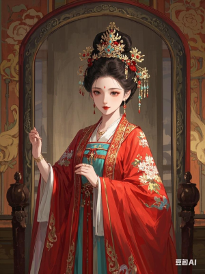 越女新妆出镜心，自知明艳更沉吟。 ​​​