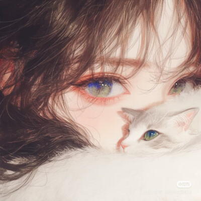 女孩和猫！羊毛卷~