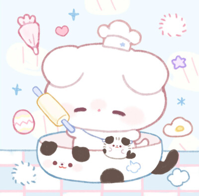 情侣头像可爱动漫男朋友女朋友小兔子小狗情头