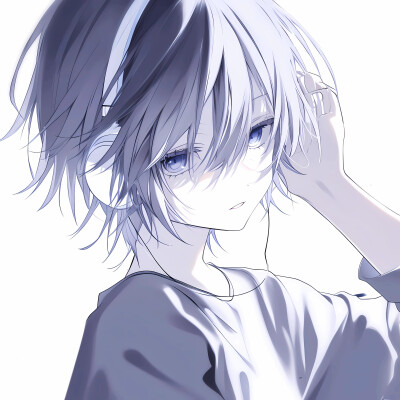 动漫男头耳机男生头像蓝白