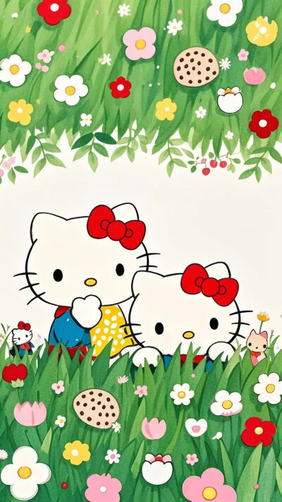 绿茵丛中～KT猫卡通 壁纸 萌图