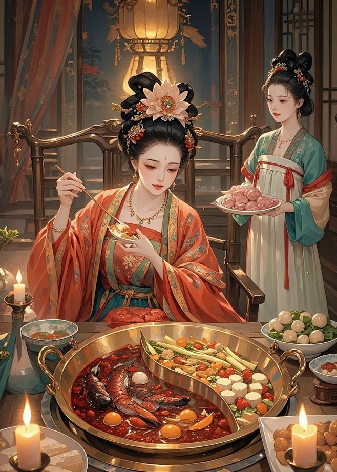 古风—美人品尝美食