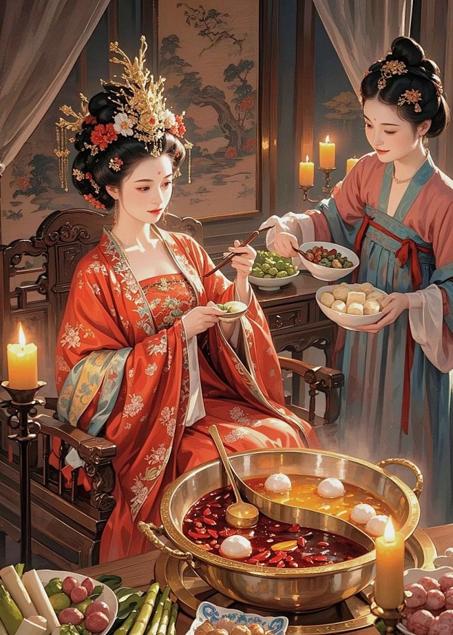 古风—美人品尝美食